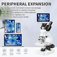 Vista 3 de Microscopio trinocular 40x-2000x Ampliación de doble capa con luces LED en la parte superior e inferior, perillas de enfoque dual gruesas