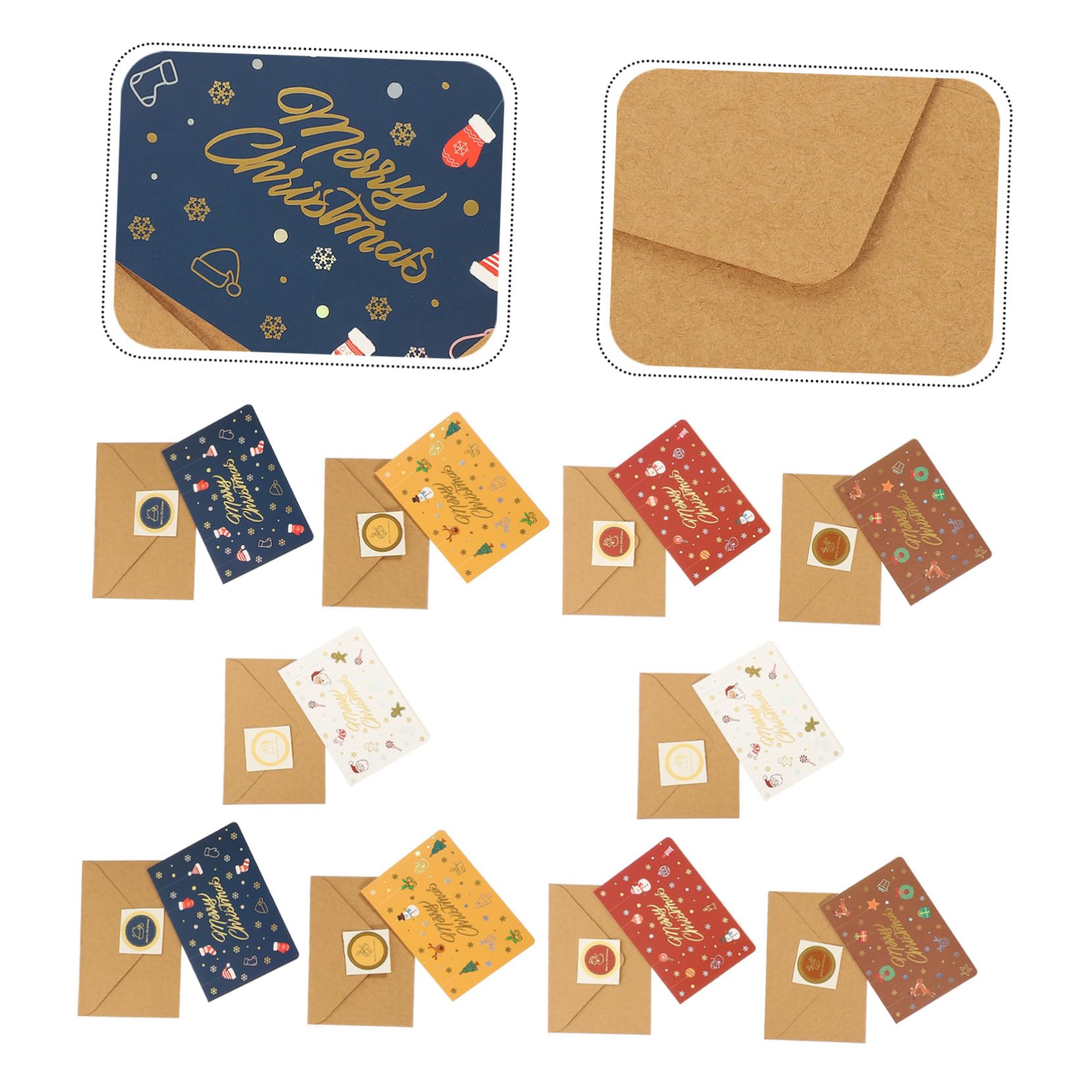 Angoily 40 Sätze Teiliges Weihnachtsgrußkarten in Weiß Rot Blau Braun und Orange Festliche Weihnachts Notizkarten mit Einzigartigem Design für Weihnachtsfeiern Geschenke Freundliche Grüße
