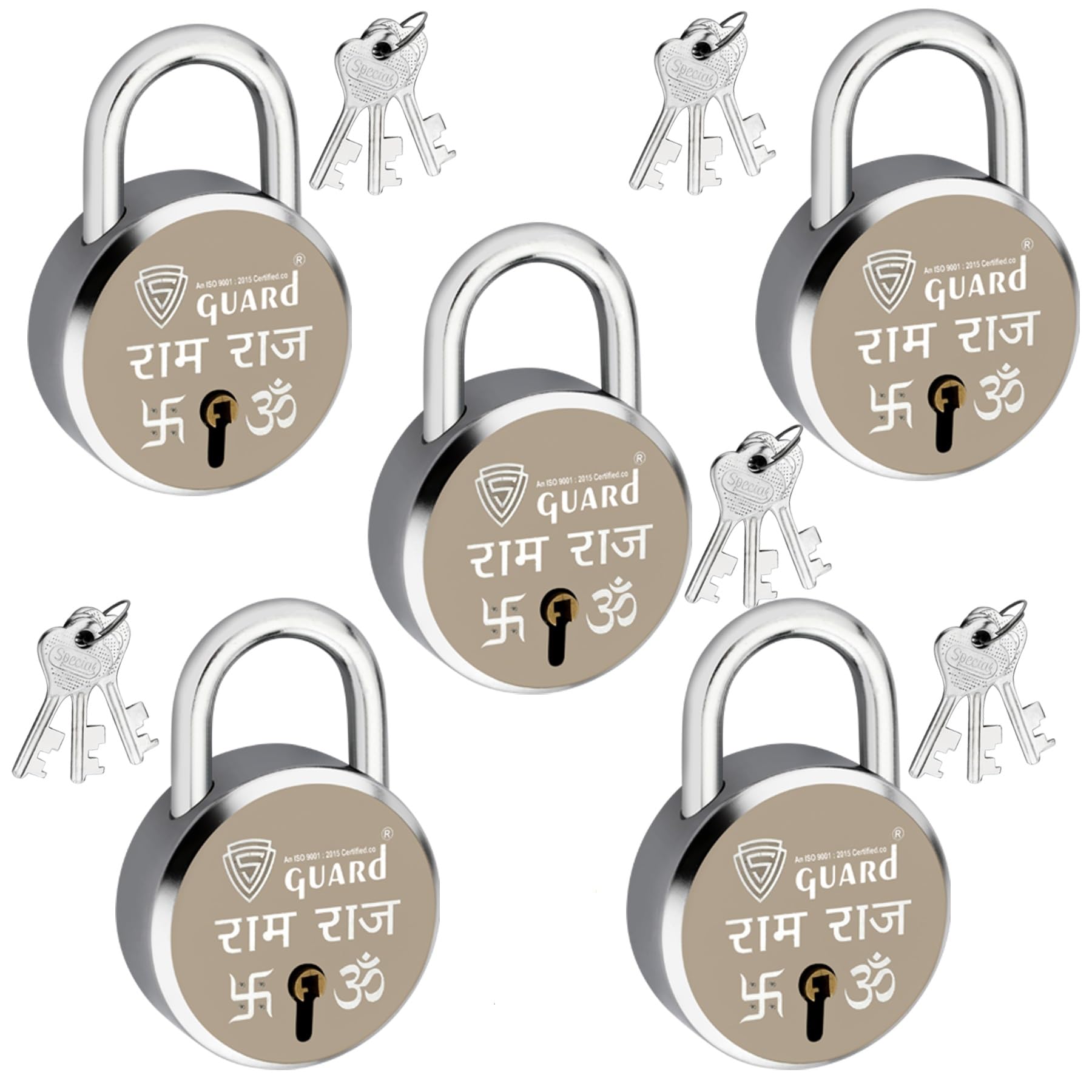 S-GUARD Locks, Padlocks, Door Locks 52MM- 7 Levers, Double Locking-Laser Print-Silver-Gold, Iron Padlocks, Locks and Keys-Pack of 5 (RAM-Raj-Gold) (B0CN5MY2SY) Amazon Price History, Amazon Price Tracker