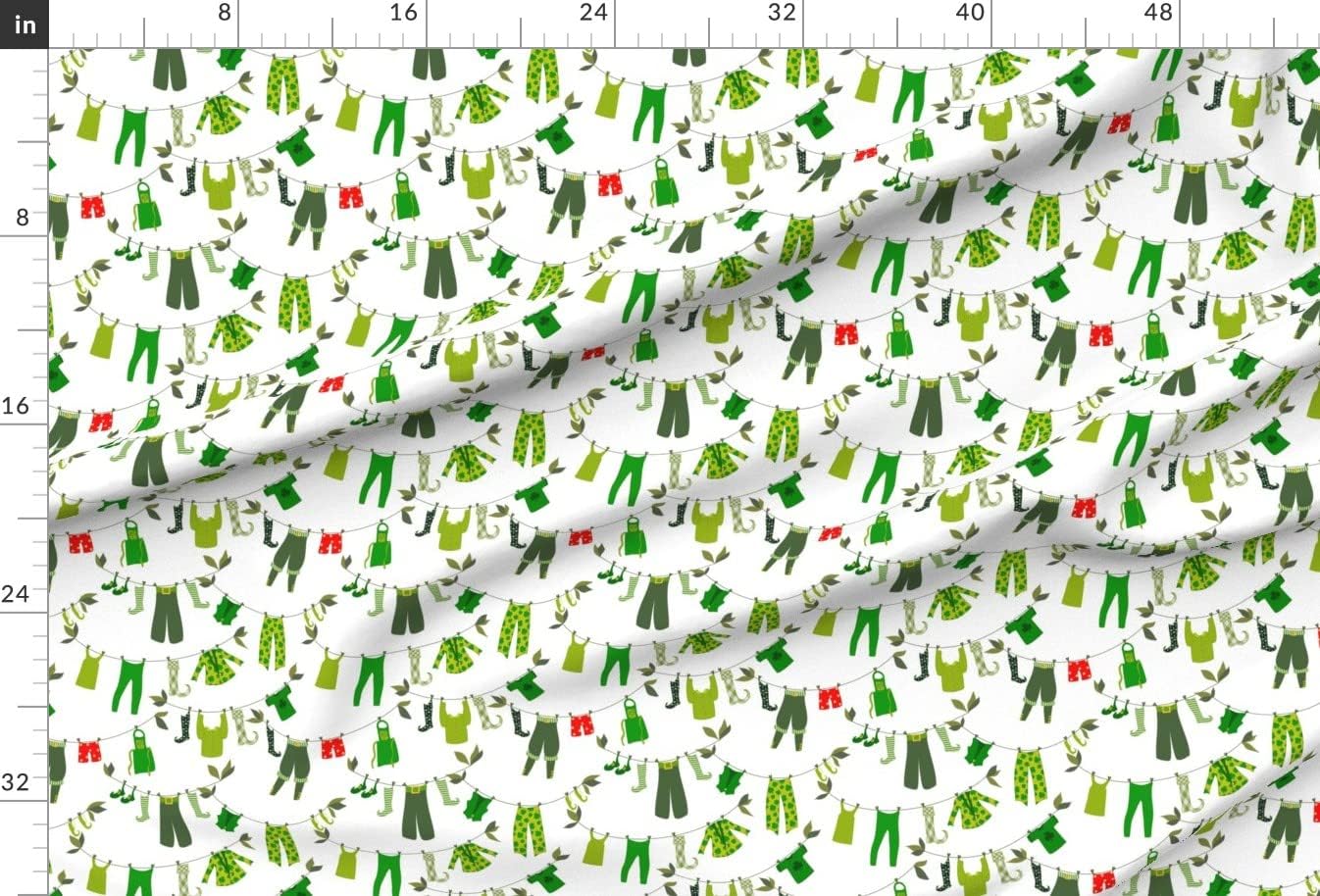 Spoonflower Fabric - Leprechaun Laundry Day Patricks Ireland Patrick Boxers Green Irish Printed on Upholstery Velvet Fabric Fat Quarter - Upholstery Home Decor Bottomweight Apparel