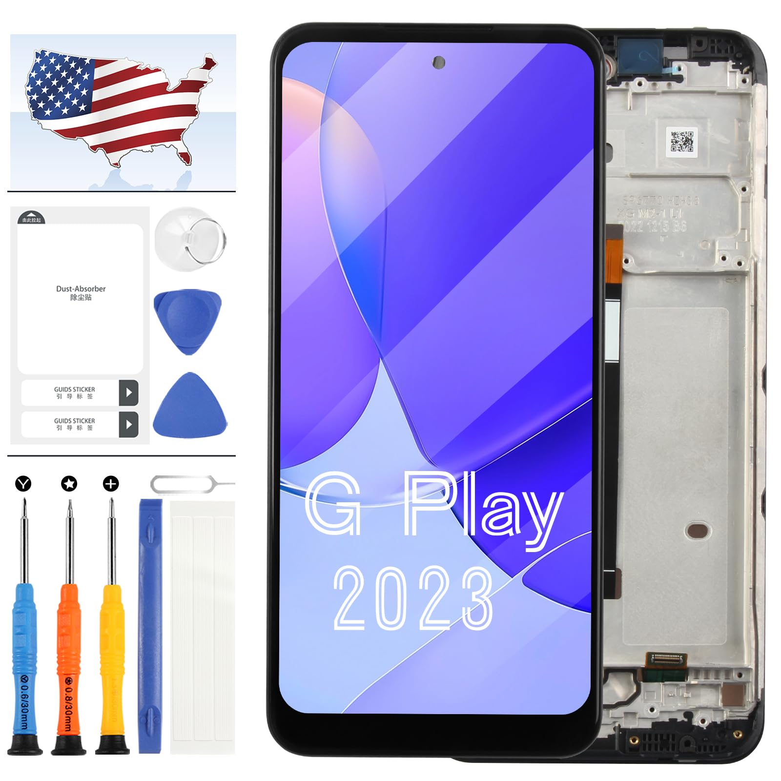 A-MIND for Motorola Moto G Play 2023 Screen Replacement with Frame LCD Display Touch Screen for Moto G Play 2023 XT2271 XT2271-5 Replacement Screen Digitizer Assembly with Repair Tool (Black)