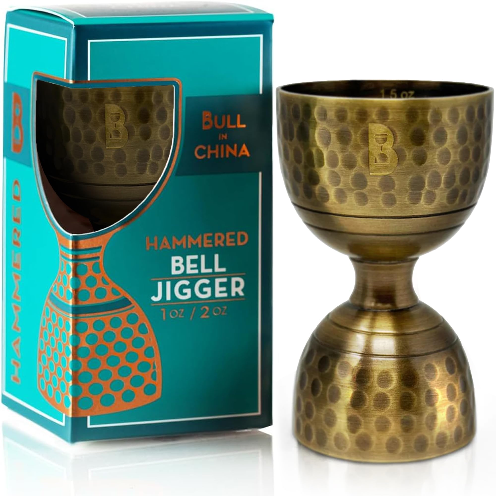 Hammered Bell Jigger by Bull In China - Premium 100% Copper with 0.25oz to 2oz Measures for Cocktails, Bars & Bartenders — Amazon image 10