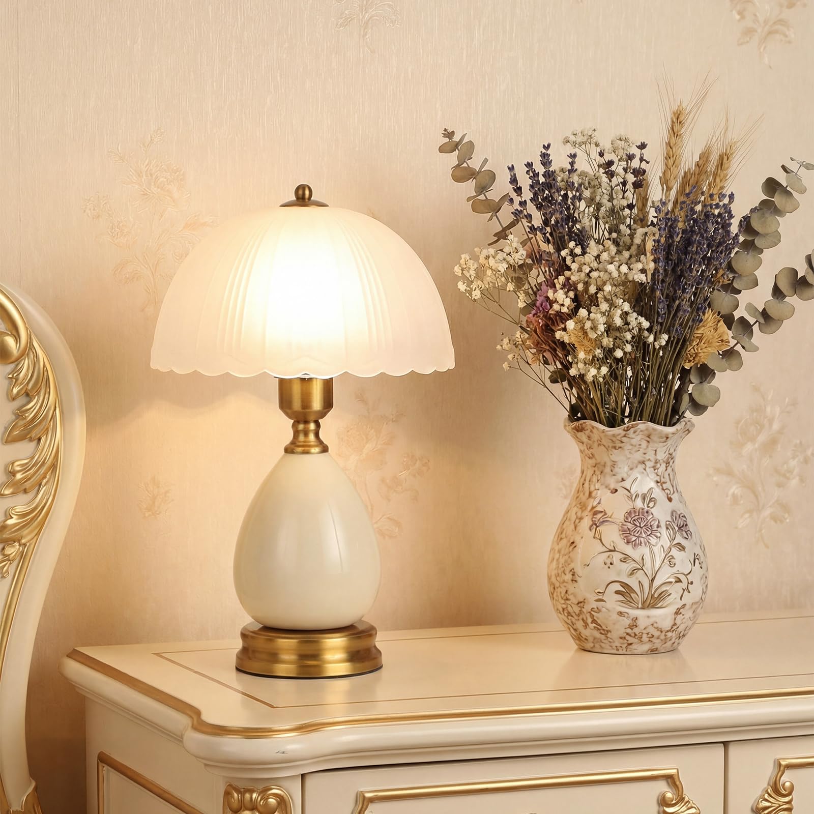 Lampada Da Tavolo In Ceramica Vintage Moderna, Lampade Tradizionali Retro Da Letto, Lampada Verde Classica Chinoiserie Per L'Arredamento Della Casa Soggiorno Camera Da Letto(01)