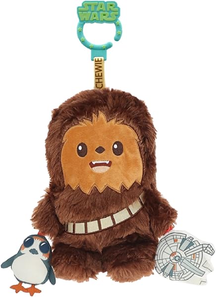 Kids Preferred Star Wars Chewbacca On the Go Activity Toy - with Rattle, Crinkle, Squeaker, Teether, Travel Clip, Sensory Toy, for Ages 0+