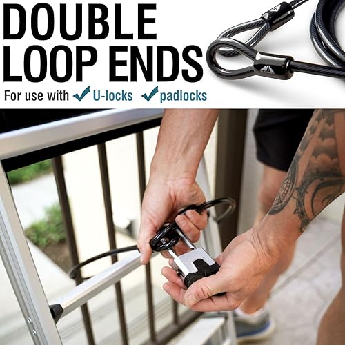 Miniatura 4 de MARQUE Cable de acero de seguridad para bicicleta, 38 pulgadas (0.394 in) de grosor (4 pies, 7 pies, 15 pies o 30 pies) de acero trenzado recubierto