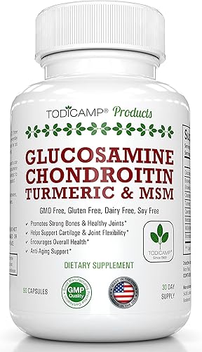 TODICAMP Suplemento natural antiinflamatorio para apoyar las articulaciones Boswellia, bromelina, cúrcuma, quercetina, metionina, glucosamina,