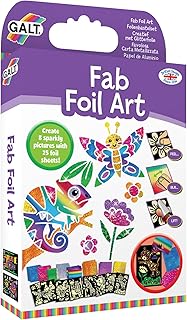 Fab Foil Art Kids Craft Set – Peel and Press Foil Art with 8 Cute Animal Pictures, 25 Colourful Sparkly Sheets & Guidebook – No Mess Creative Craft Kits for Kids Age 6+