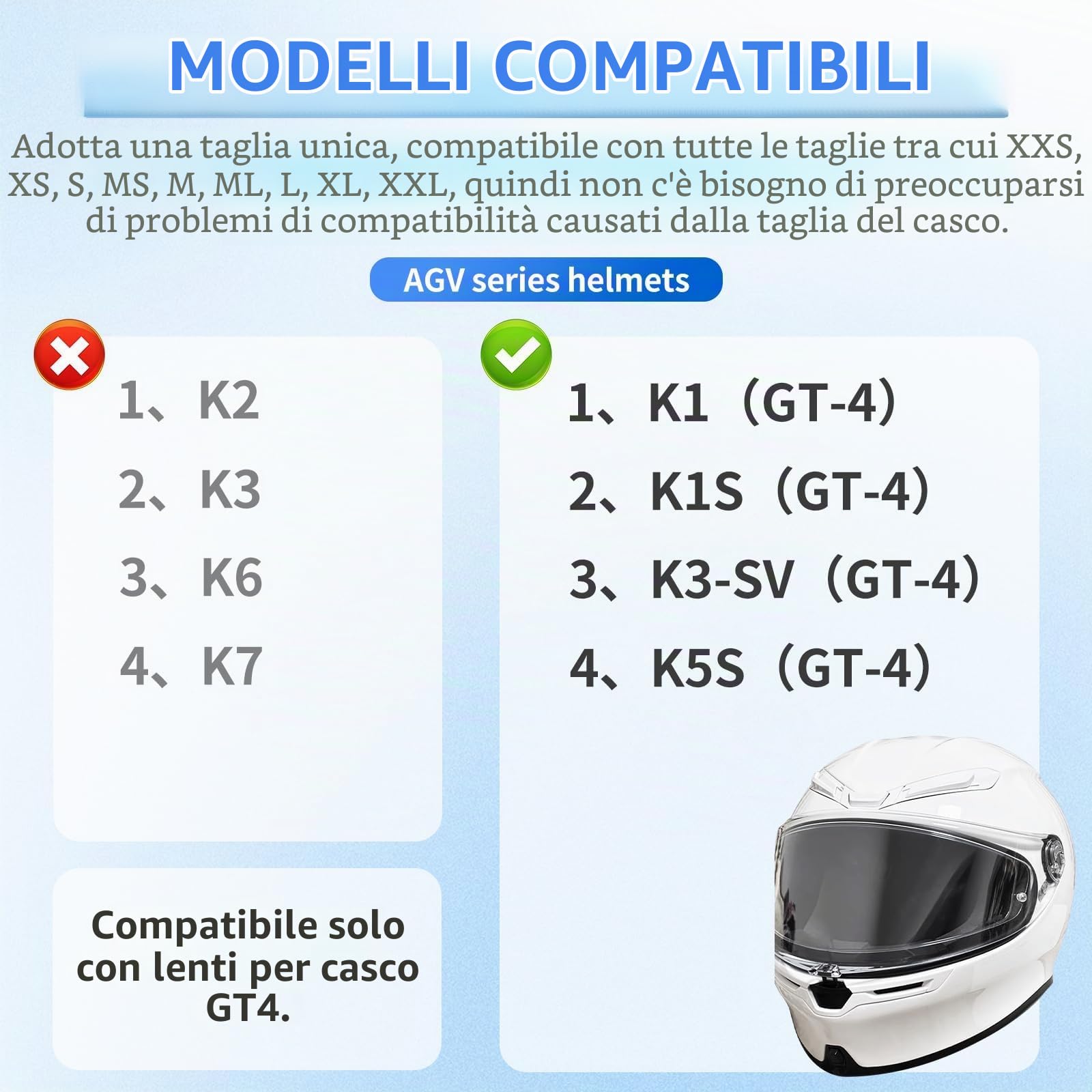Visiera Casco Moto per AGV K1S - Lente Antiappannamento con Effetto Specchio, Compatibile con Sistema GT-4 per AGV K1, K1S, K3SV, K5S, Trasparente, Adatta per Pinlock, Confortevole, Visione Chiara