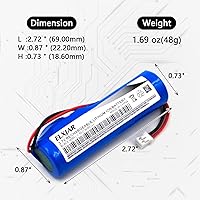 Vista 2 de Paquete de 5 baterías de iones de litio de 3.7 V 2600 mAh con conector PH2.0 2P para linternas, juguetes, electrónica, iluminación Bluetooth