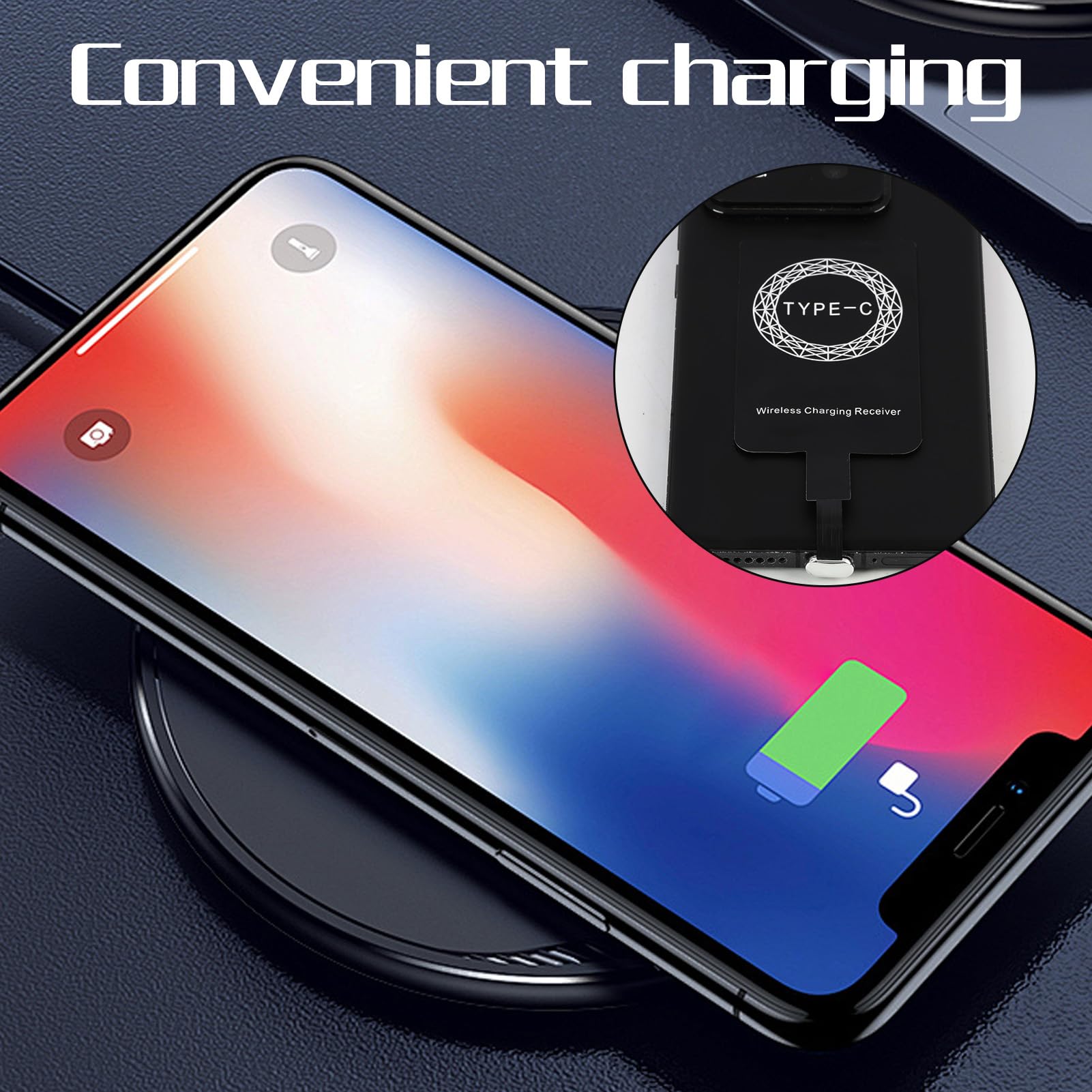 Ricevitore Qi USB C, Ricevitore Ricarica Wireless 5V 1000mA, Adattatore Universale di Ricarica Induzione Compatibile con Smartphone Samsung Galaxy, Huawei, Xiaomi, Google Pixel e altri, Ricarica