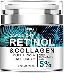 Creme avançado de retinol colágeno para rosto com 5% de ácido hialurônico, antienvelhecimento, antirrugas, reduz as linhas finas, levanta e firma para todos os tipos de pele 4 ml