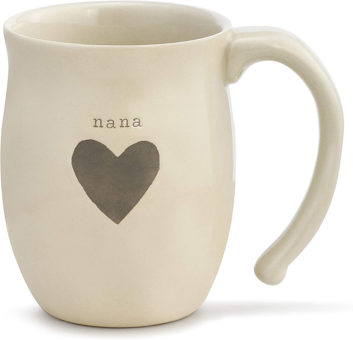 DEMDACO Warm Heart Ivory Stoneware Nana Heart Mug - Meaningful Coffee Mug for Cherished Relationship Reminders - Curved Handle - Comfy Grip - Hand-Thrown - Microwave-Safe