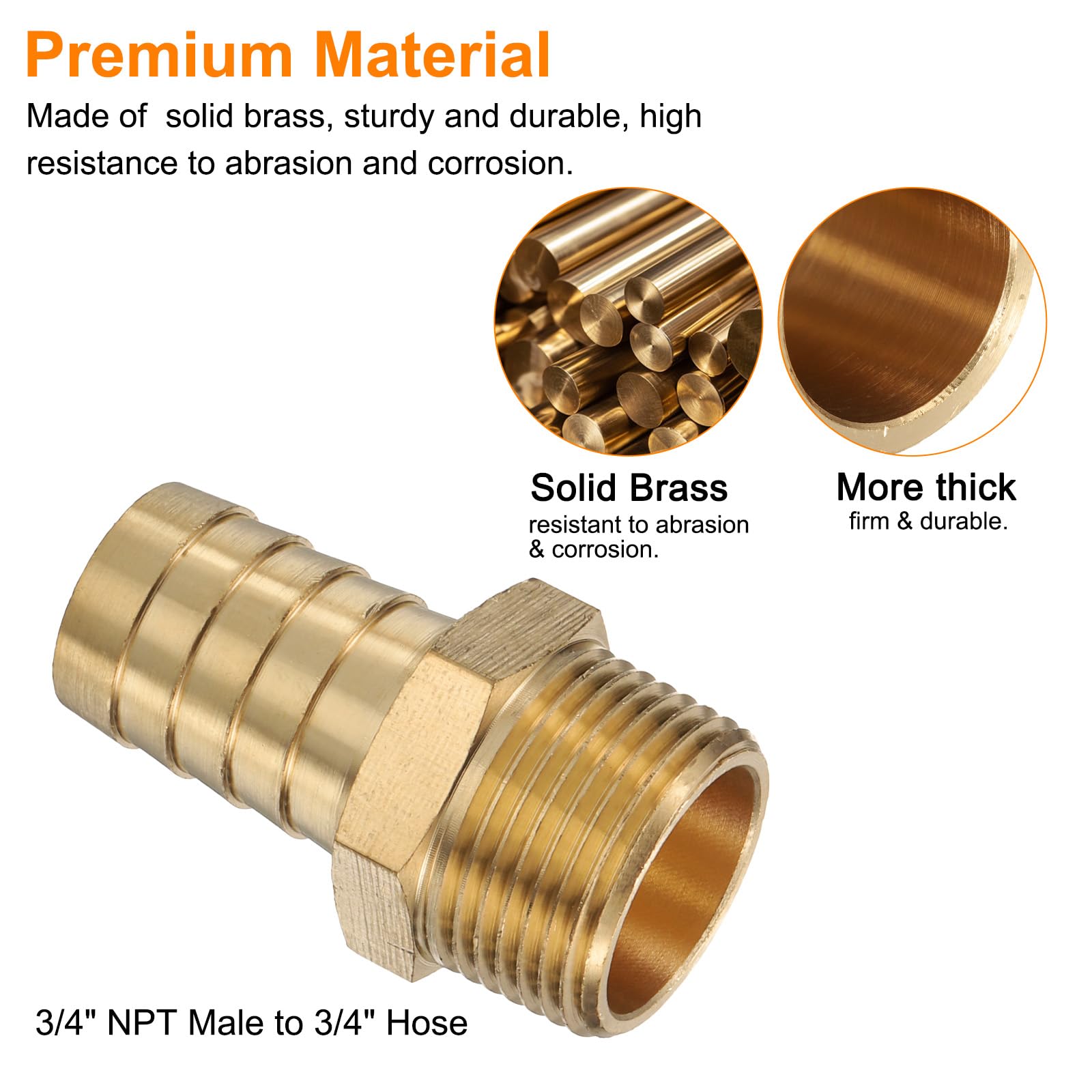 QUARKZMAN 8 Piezas De Accesorio De Latón con Púas 3/4" NPT Macho A 3/4" Manguera ID para Conexión Directa De Tubería De Elaboración Casera Conector De Torre Roscado Construcción Duradera
