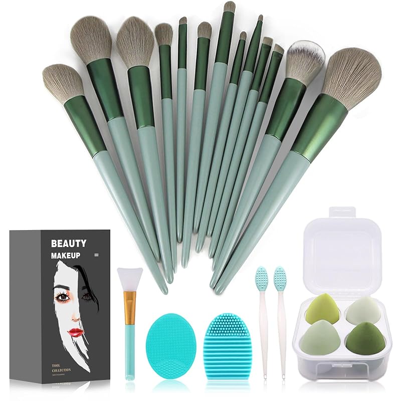 Kit de Pincéis de Maquiagem Koccido com 22 Peças, Verde