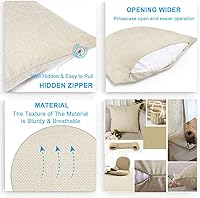 Vista 5 de Juego de 2 fundas de almohada decorativas de lino para sofá y dormitorio, fundas de almohada para exteriores con cremallera de 16 x 16 pulgadas