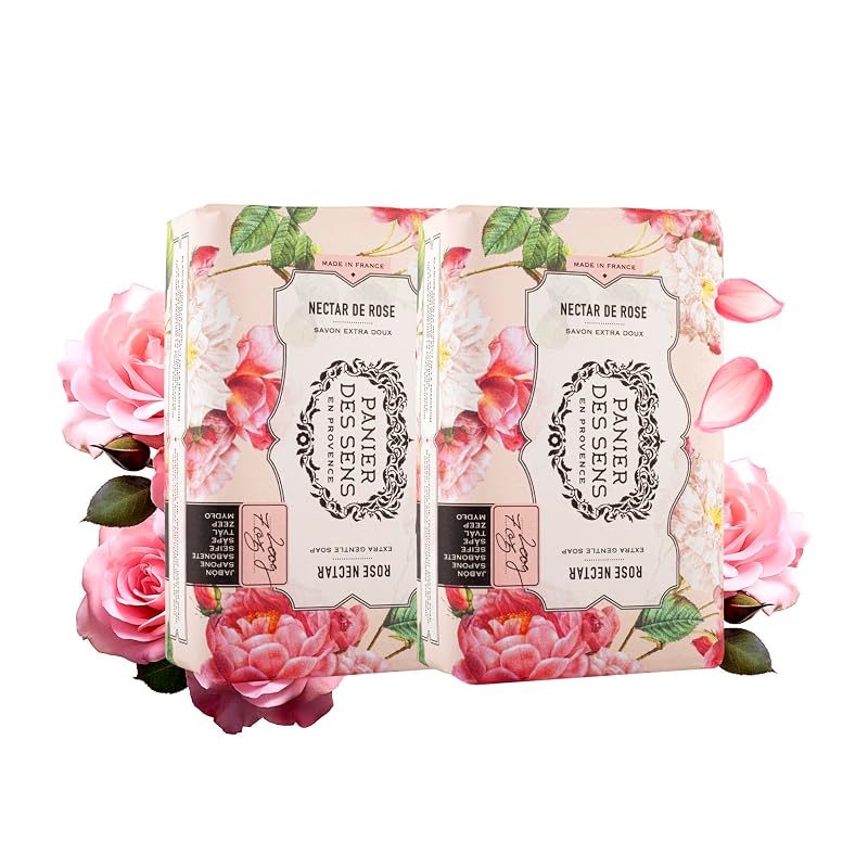 Sabonete em Barra Panier des Sens Rose Nectar com Manteiga de Karité, Pacote com 2 de 200 g