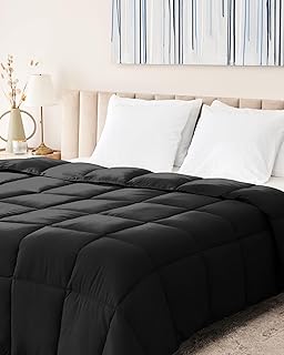 The Ultimate Luxury Fluffy Down Alternative Comforter - Plush Premium Duvet Insert, Thick All Season Breathable Hotel Collection Puffy - Queen Black