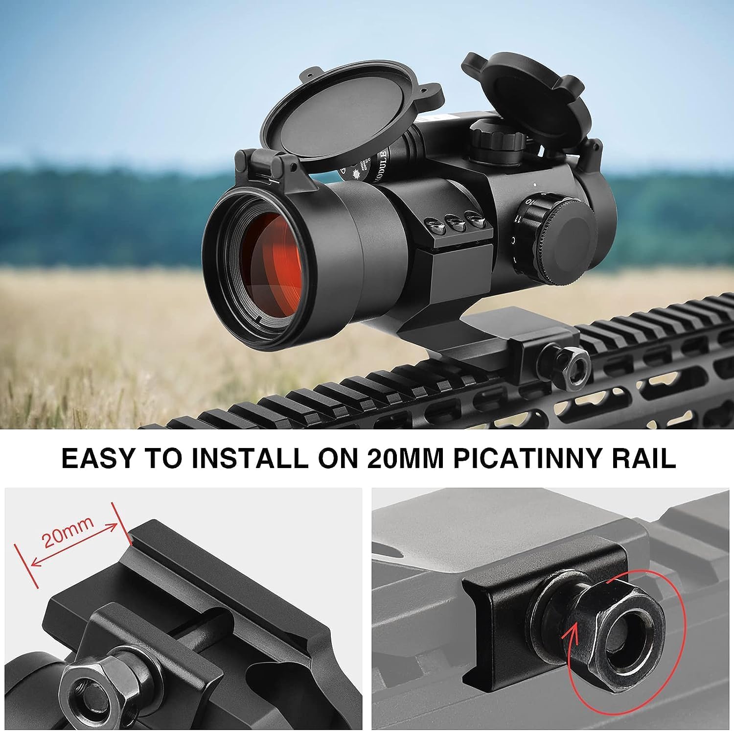 CVLIFE 1x30mm Red Dot Sight Scope with Green Laser Reflex Sight for 20mm Cantilever Mount