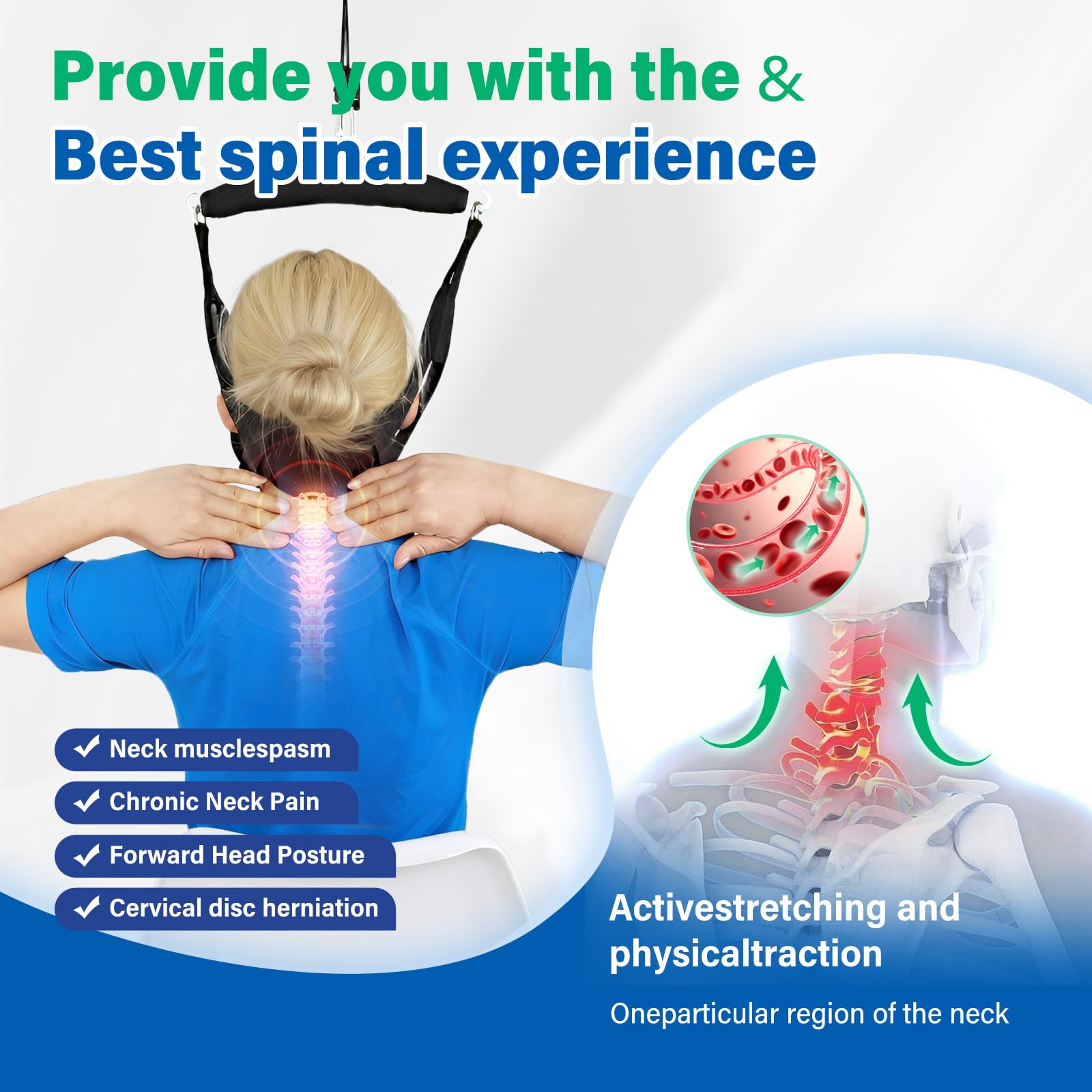 Dispositivo de tracción Cervical Para El Cuello, Doble Trinquete de Cuello de Alivio de Tensión Portátil sobre el Dispositivo de la Puerta, terapia física para descompresor de cuello
