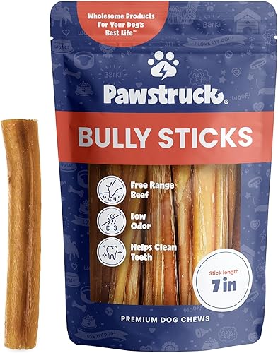 Miniatura 1 de Pawstruck All-Natural 7" Bully Sticks for Dogs - Best Long Lasting, Rawhide Free, Low Odor & Grain Free Dental Chew Treat - Healthy Single