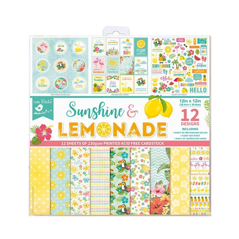 Little Birdie Printed Pattern Design Paper Pack for Art and Craft Sunshine and Lemonade- 12in x 12in, 12sheets, 250gsm|Scrapbooking Paper for Journal, Craft | Decorative Paper for Greeting Card Making-image-11