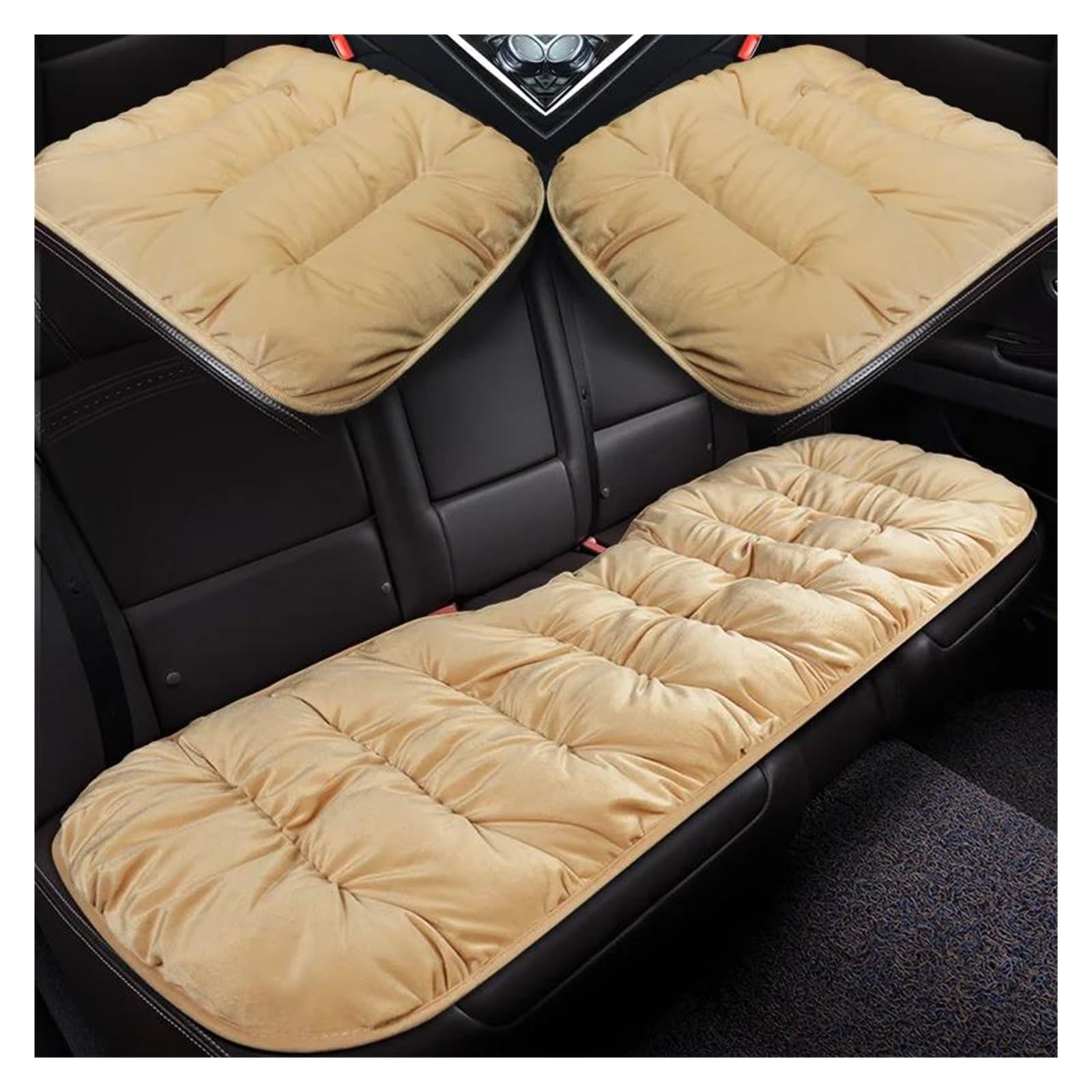 Fundas Asientos Coche Funda De Asiento Coche Estilo Universal para Lada Priora Sedan Sport Kalina Cojín Invierno Almohadilla Protector(Beige)