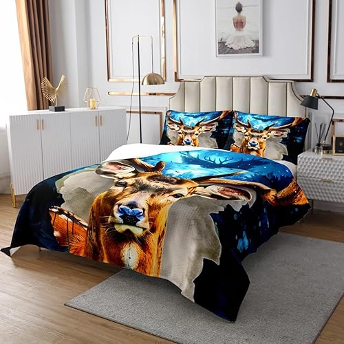 Miniatura 8 de Juego de colcha de ciervo de alce, tribu étnica, flechas aztecas, juego de edredón de atrapasueños tribales africanos, juego de cama individual