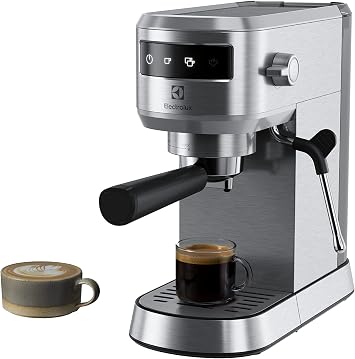 Electrolux E6EC1-6ST Explorer 6 Espresso Cappuccino Coffee Machine | Heat Control Technology, Milk Foamer, Automatic Portion Selection, Removable Drip Tray | 1350W, 1 Liter, Stainless Steel