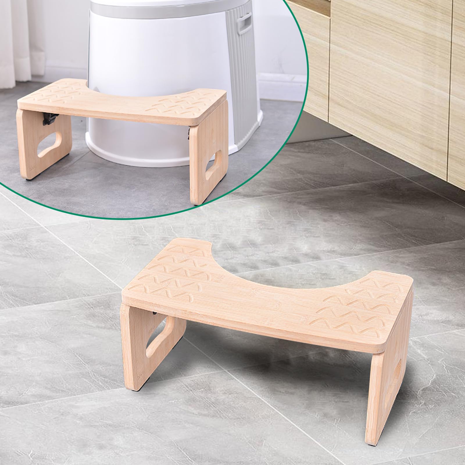 Sgabello da toilette in bambù, sgabello da toilette pieghevole per adulti, sgabello da bagno sano e portatile a piedi per WC Squatty Potty per costipazione, gonfiore