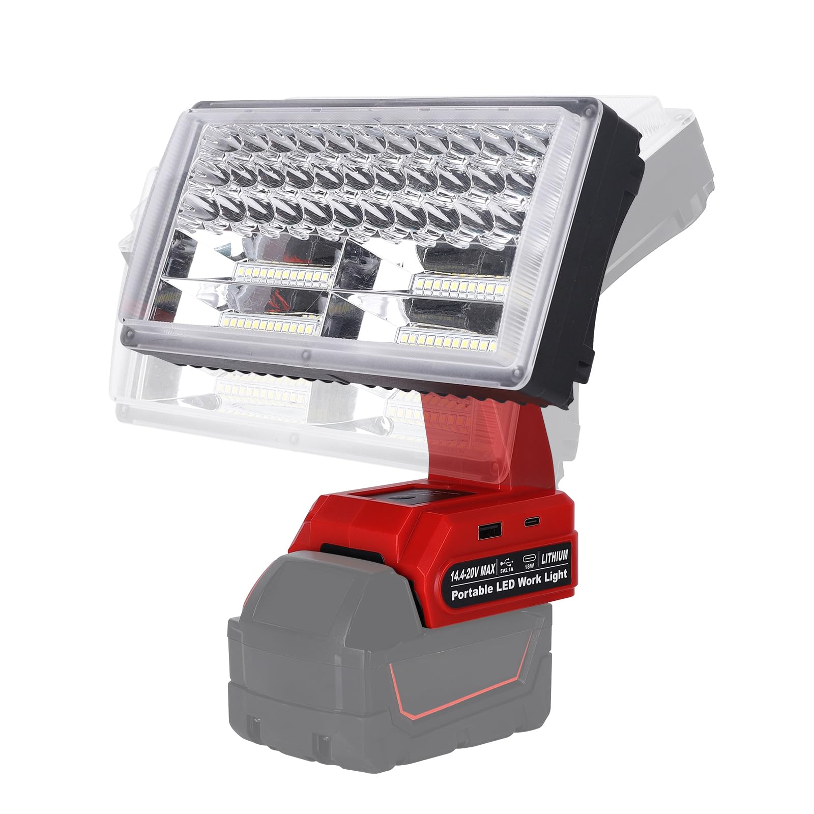 40W Cordless Jobsite Light for Milwaukee 18V Lithium-ion Battery, 4200LM LED Work Light with USB Port, 9" Zinc Alloy Spotlight Use for Camping, Hiking
