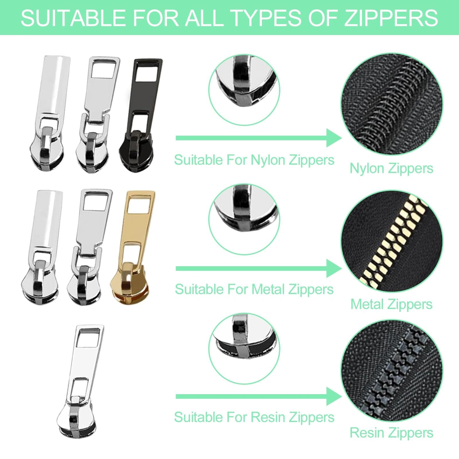 Crynvor 105 Pezzi Kit di Riparazione Cursore Cerniera Ricambio, Cursori per Cerniere, Zip Tiri Della Chiusura Lampo, Tiretti, Tiralampo, Tiretto, Tirante, Tira, per Zaini, Giacche, Valigie, Borsette