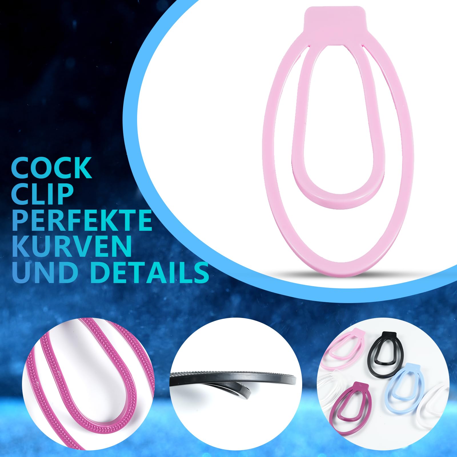 AMAZBEE Uomini imitazione femminile di castità training Scroto Pene Bondage Ring sissy Cage Clip Testicoli Anello di castità Cintura di castità BDSM Gabbia per il cazzo Giocattoli del sesso (Pink-L)