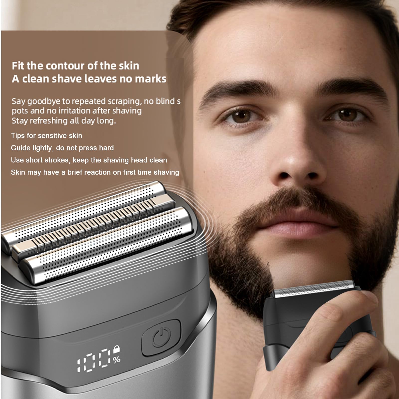 Rasoio da viaggio da uomo, mini rasoio elettrico con USB-C, indicatore della batteria LED, blocco da viaggio, cappuccio di protezione magnetico, per bagnato e asciutto, rasoio portatile per viaggi e