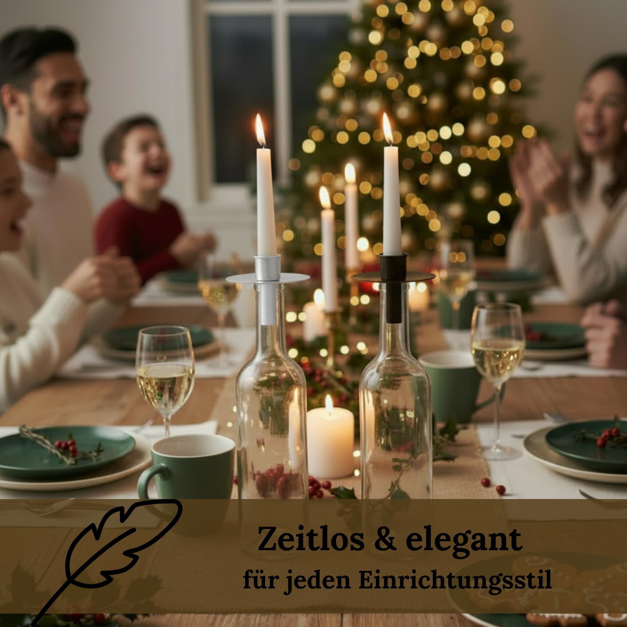 Novaliv 20x Kerzenhalter Flasche Schwarz Eisen Kerzenhalter Flaschenaufsatz für Kerzen ca. 2cm Schwarz Flaschenkerzenhalter Stabkerzen Kerzenständer Stabkerzenhalter Candle Holder Stabkerzentülle
