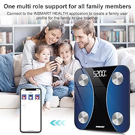 INSMART Smart Scale for Body Weight, Digital Bathroom Scale with BMI, Muscle Mass, Bluetooth Body Fat Scale,17 Body Composition Analyzer with Smart APP Sync Weight Scale, 400 lbs- Blue