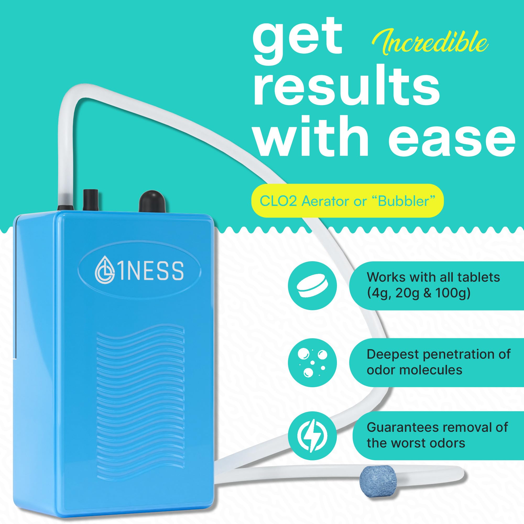 1ness Professional Premium Extra Strength Chlorine Dioxide Odor Neutralizing Kit with Aerator