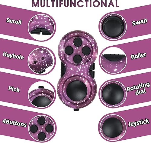 Miniatura 9 de WTYCD The Original Fidget Retro The Rubberized Classic Controller Game Pad Fidget Focus Toy con 8 funciones Fidget y cordón - Perfecto para aliviar