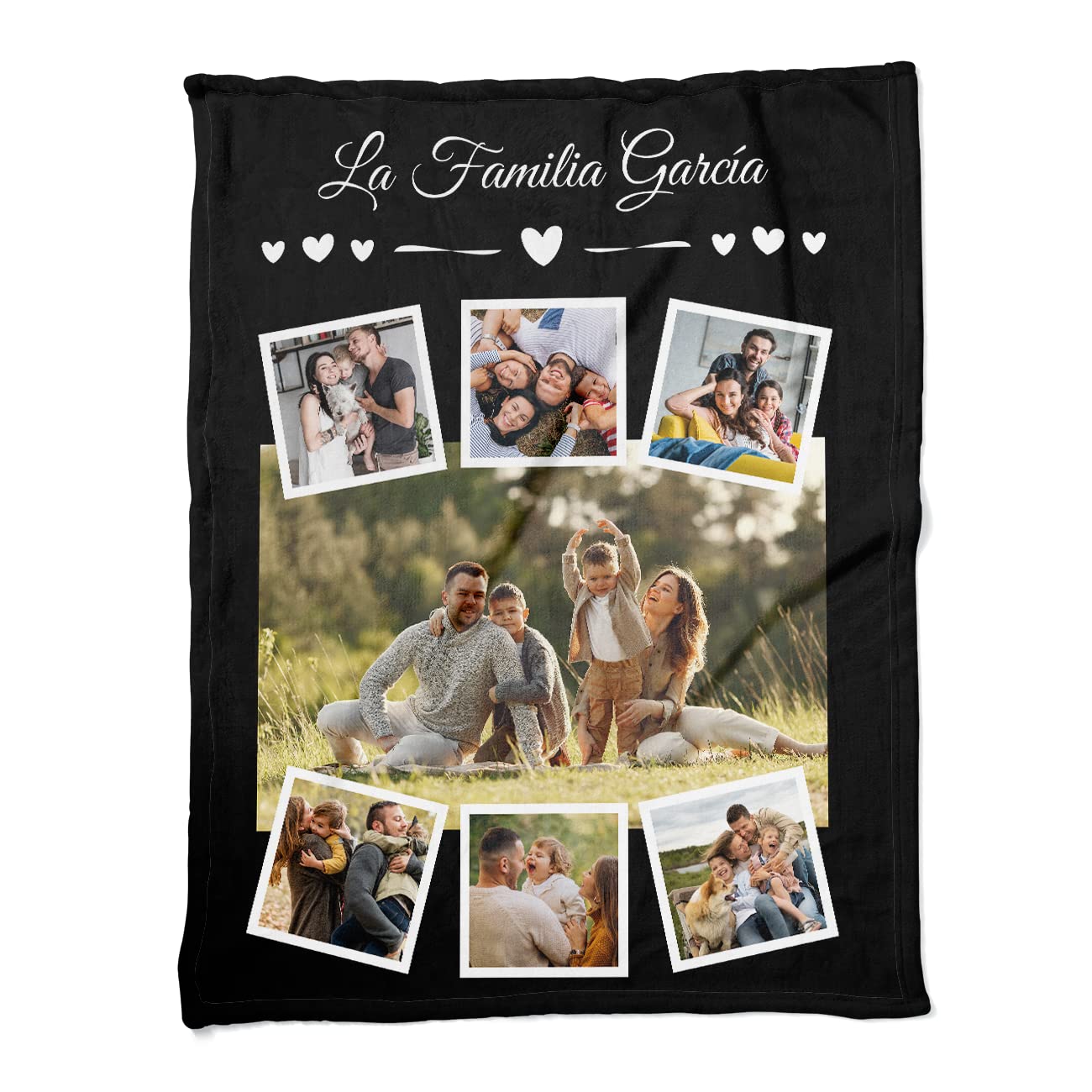 Manta Collage Personalizada con Foto y Texto, Regalo Original para Navidad, cumpleaños, Aniversarios, San Valentín, Regalo para Parejas. Ideal para Invierno. (MOD3)