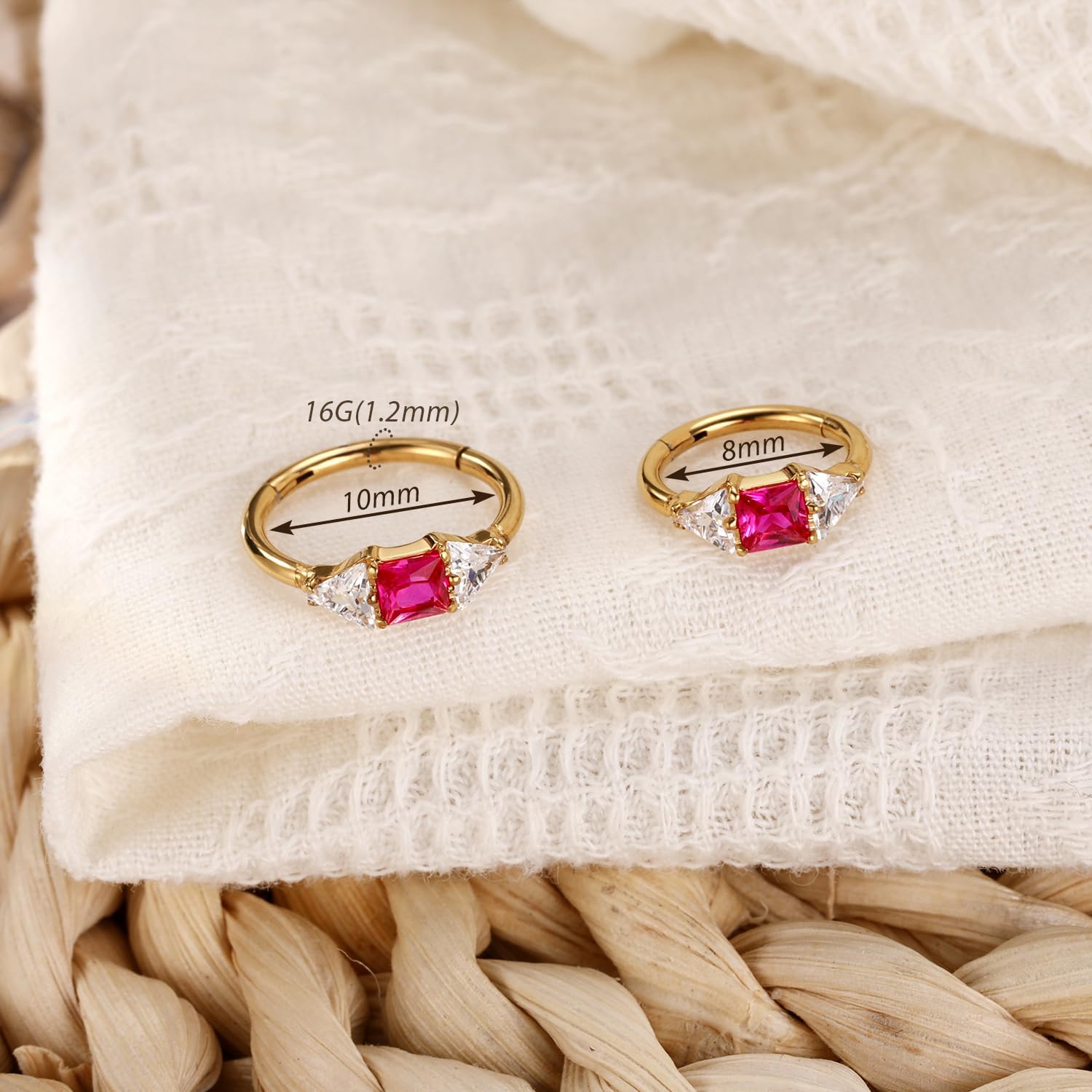 FUNLMO Cube Zircon Nose Ring Hoop Conch Helix Daith Rook Tragus Cartilage Piercing Jewelry 316L Surgical Steel Conch Earring - Image 3