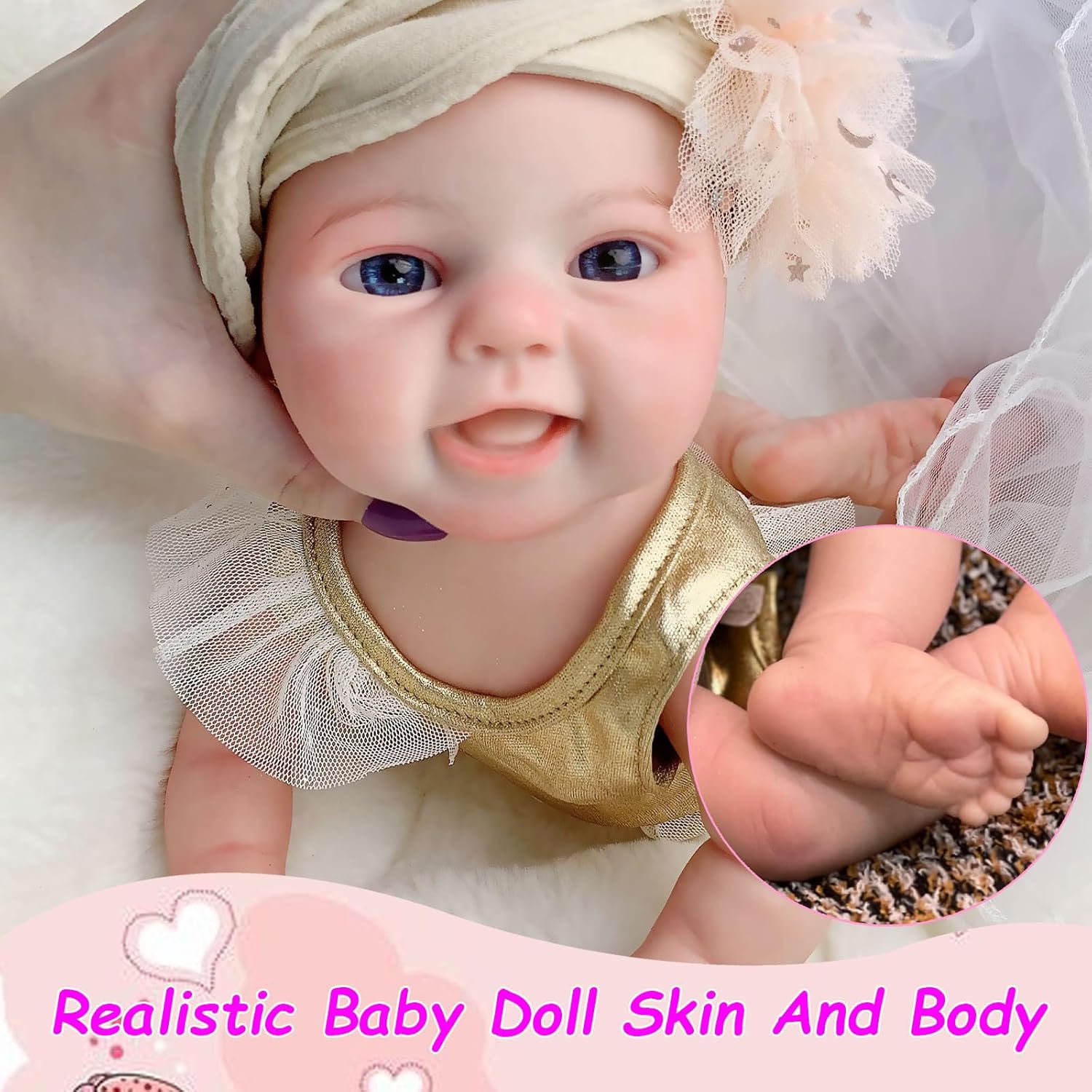 Lifelike Reborn Baby Dolls 16Inch Full Body Solid Silicone Baby Girl Dolls Realistic Handmade Newborn Baby Dolls Anatomically Correct