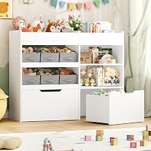 BOTLOG Kids Toy Storage Organizer with Bookshelf and 2 Rolling Drawers