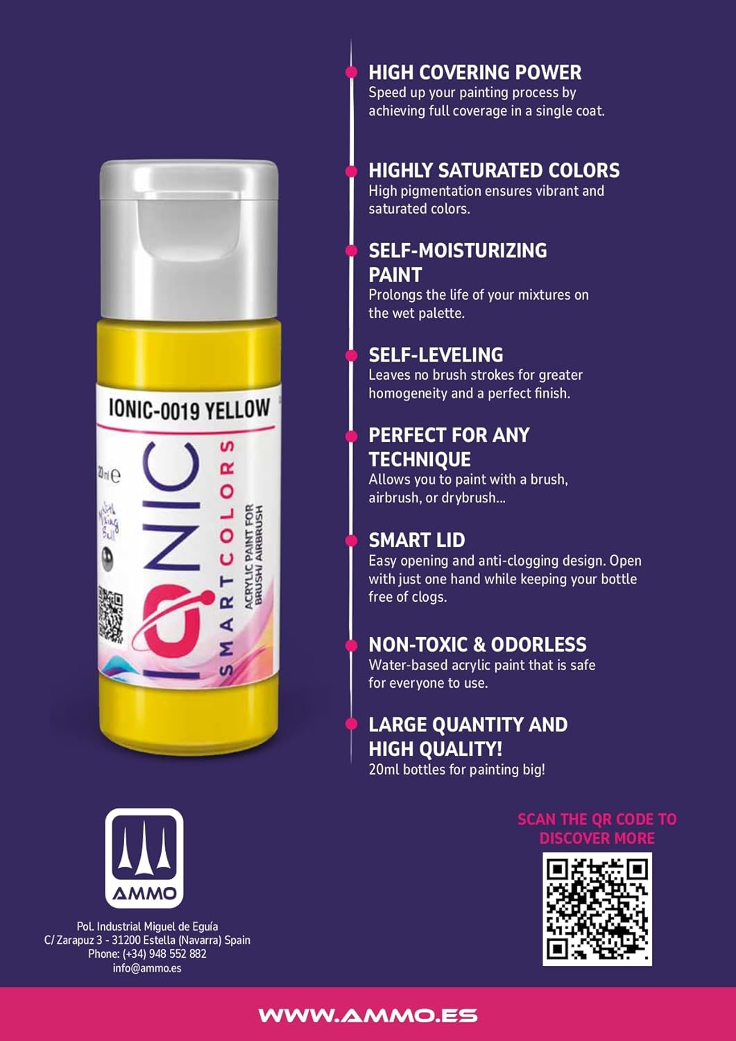 Mig Jimenez IONIC Smart Colors - Essential Whites, 6 x 20ml Bottles, Set Designed with What You Need to Create Palettes of White Tones, for Brush and Airbrush, Model IONIC-0503