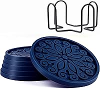 Vista 9 de Posavasos para bebidas, silicona con soporte, juego de 6 – Gran regalo de cumpleaños, inauguración de la casa, decoración de habitación, bar, fiesta