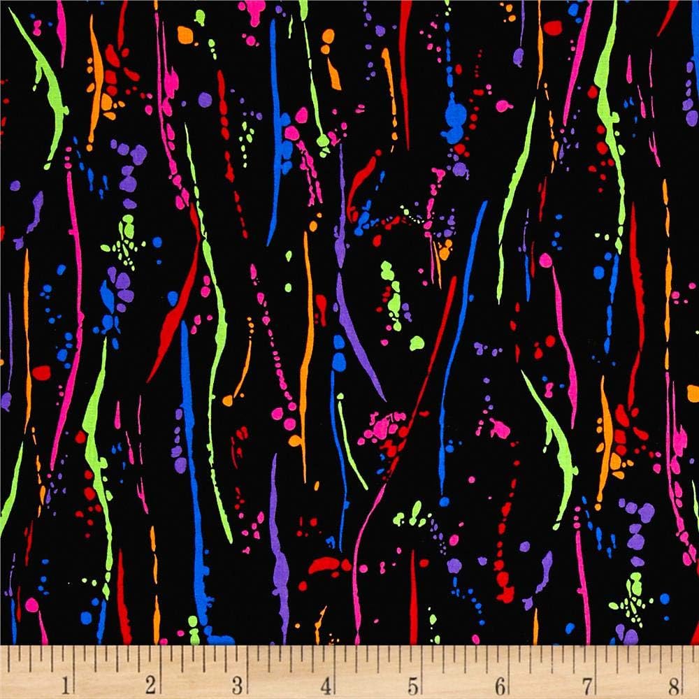 Rainbow Bright Paint Splatter, Fabric by the Yard