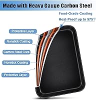 Vista 4 de TeamFar Toaster Oven Pan, 10.5 x 8 x 1 Inch Carbon Steel Non Stick Coated Compact Toaster Oven Baking Pan Tray Ovenware, Non-Toxic & Healthy, Roll