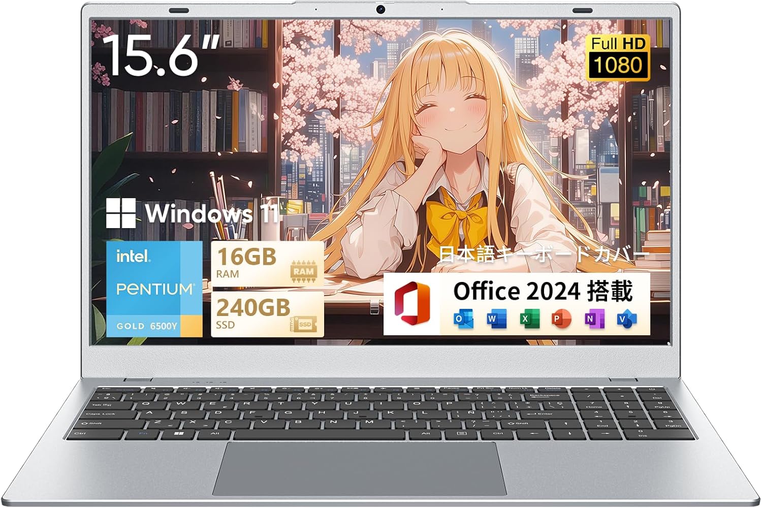 UOWAMOU ノートパソコン 15.6 インチ FHD IPS 搭載 ペンティアム ゴールド 6500Y プロセッサー 16GB+240GB