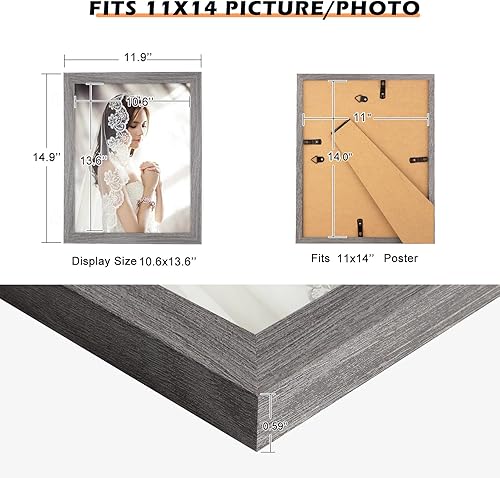 Vista 261 de Marco gris rústico de 18 x 24 pulgadas, marco para póster de 18 x 24 pulgadas, color gris envejecido, grande, retro, natural, 24 x 18 pulgadas