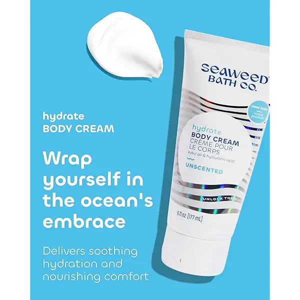 Seaweed Bath Co. Hydrate Body Cream - Unscented | Nourishing Moisturizer for Body and Hands | With Vitamin E, Hyaluronic Acid and Shea Butter For Dry Skin | 6 oz 2
