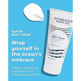 Seaweed Bath Co. Hydrate Body Cream - Unscented | Nourishing Moisturizer for Body and Hands | With Vitamin E, Hyaluronic Acid and Shea Butter For Dry Skin | 6 oz