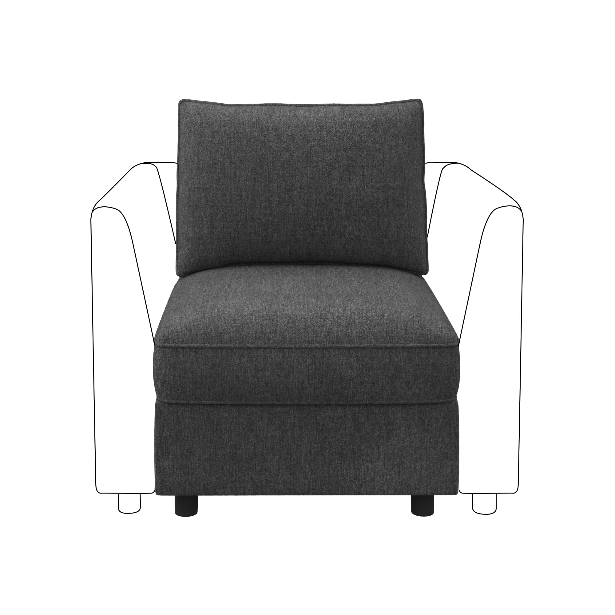 honbay middle module for modular sectional couch, accent armless chair with storage seat - snowflake velvet grey incomplete